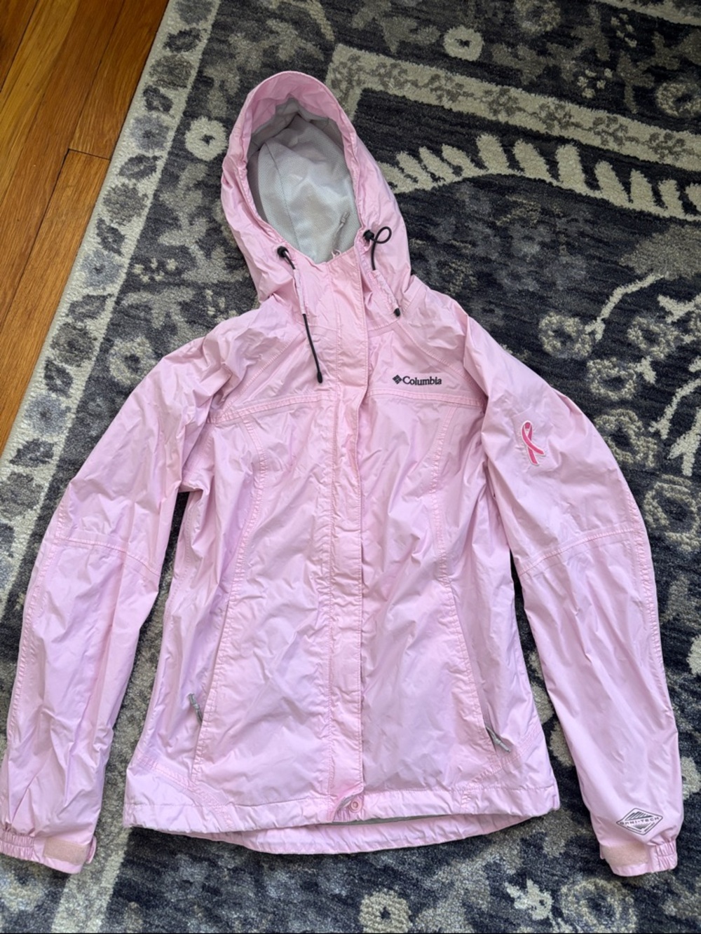 Columbia Light Pink Hooded Rain Jacket